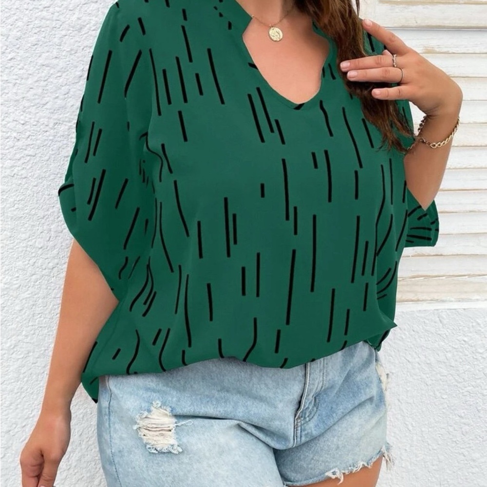 SHEIN Green Relaxed Boxy Blouse